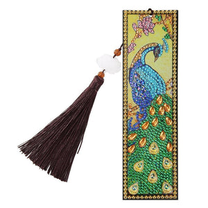 DIY Peafowl Special Shaped Diamond Leather Tassel Bookmark ktclubs.com