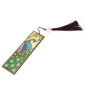 DIY Peafowl Special Shaped Diamond Leather Tassel Bookmark ktclubs.com