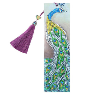 DIY Peafowl Special Shaped Diamond Leather Tassel Bookmark ktclubs.com