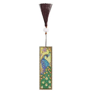 DIY Peafowl Special Shaped Diamond Leather Tassel Bookmark ktclubs.com