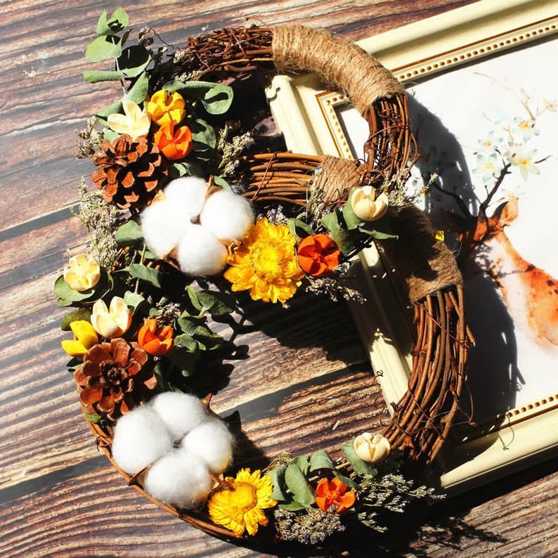 DIY cotton dead vine-Wreath ktclubs.com