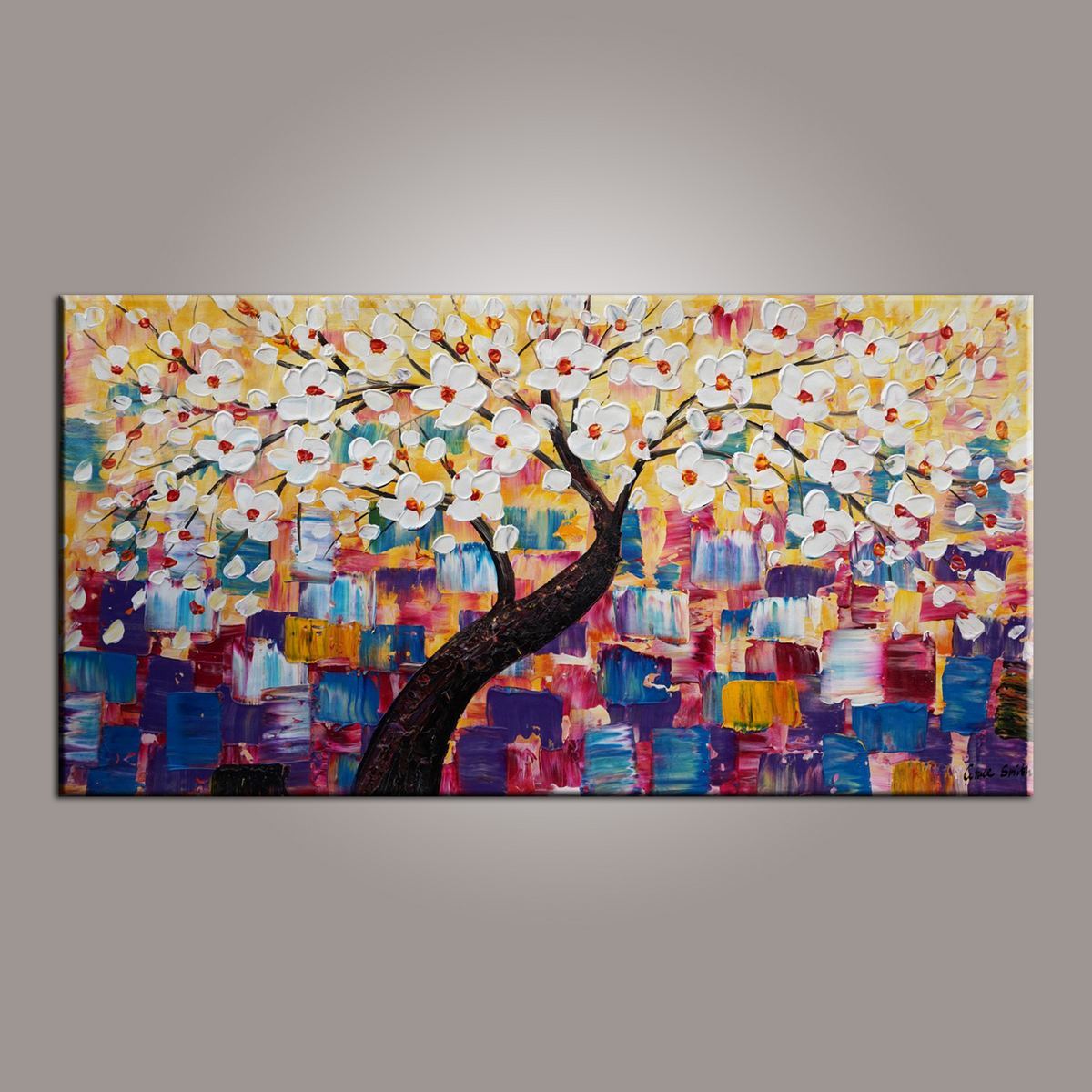 Painting on Sale, Canvas Art, Flower Tree Painting, Abstract Art Painting, Living Room Wall Art, Art on Canvas, Modern Art, Contemporary Art