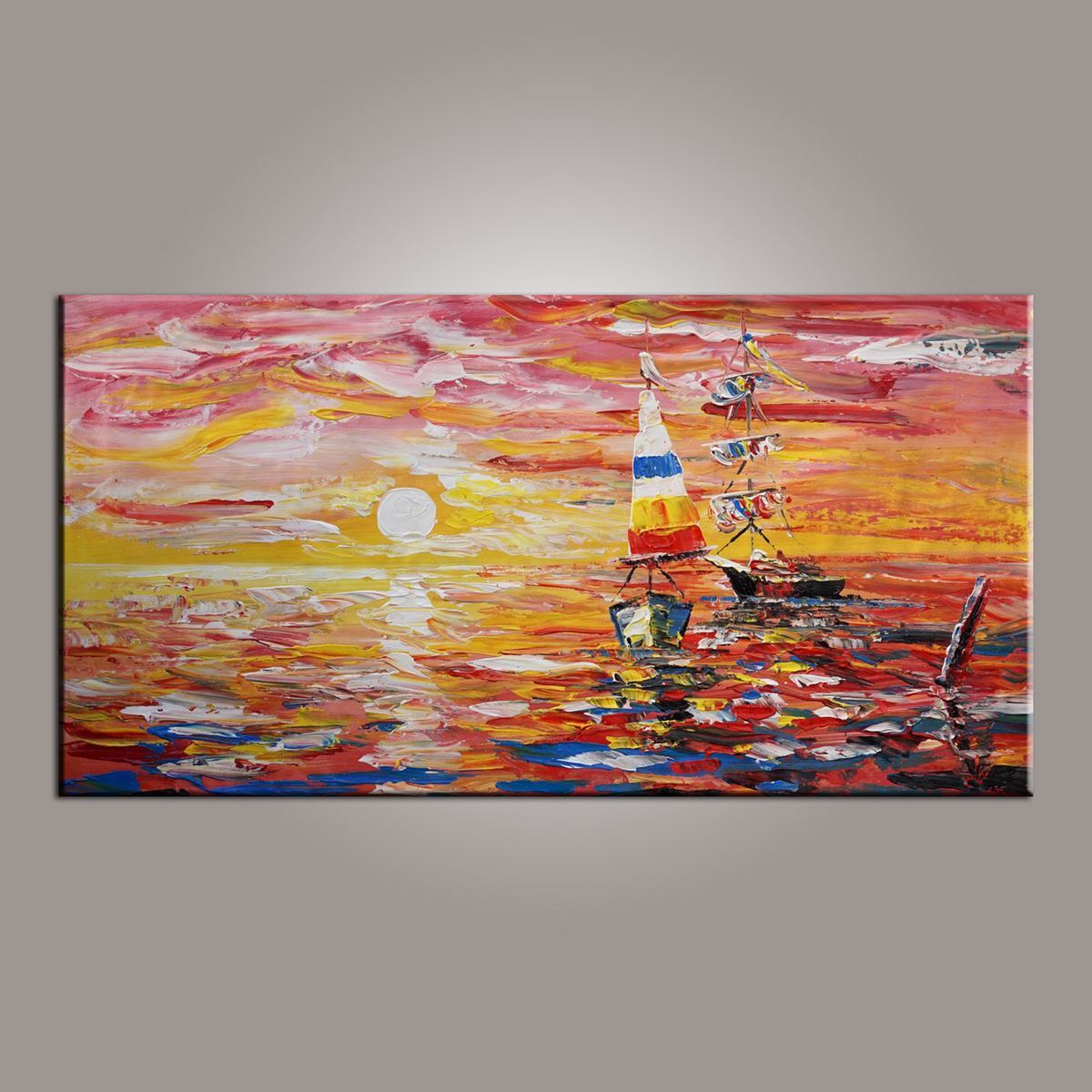 Contemporary Art, Boat Painting, Modern Art, Art Painting, Abstract Art, Living Room Wall Art, Canvas Art, Art for Sale