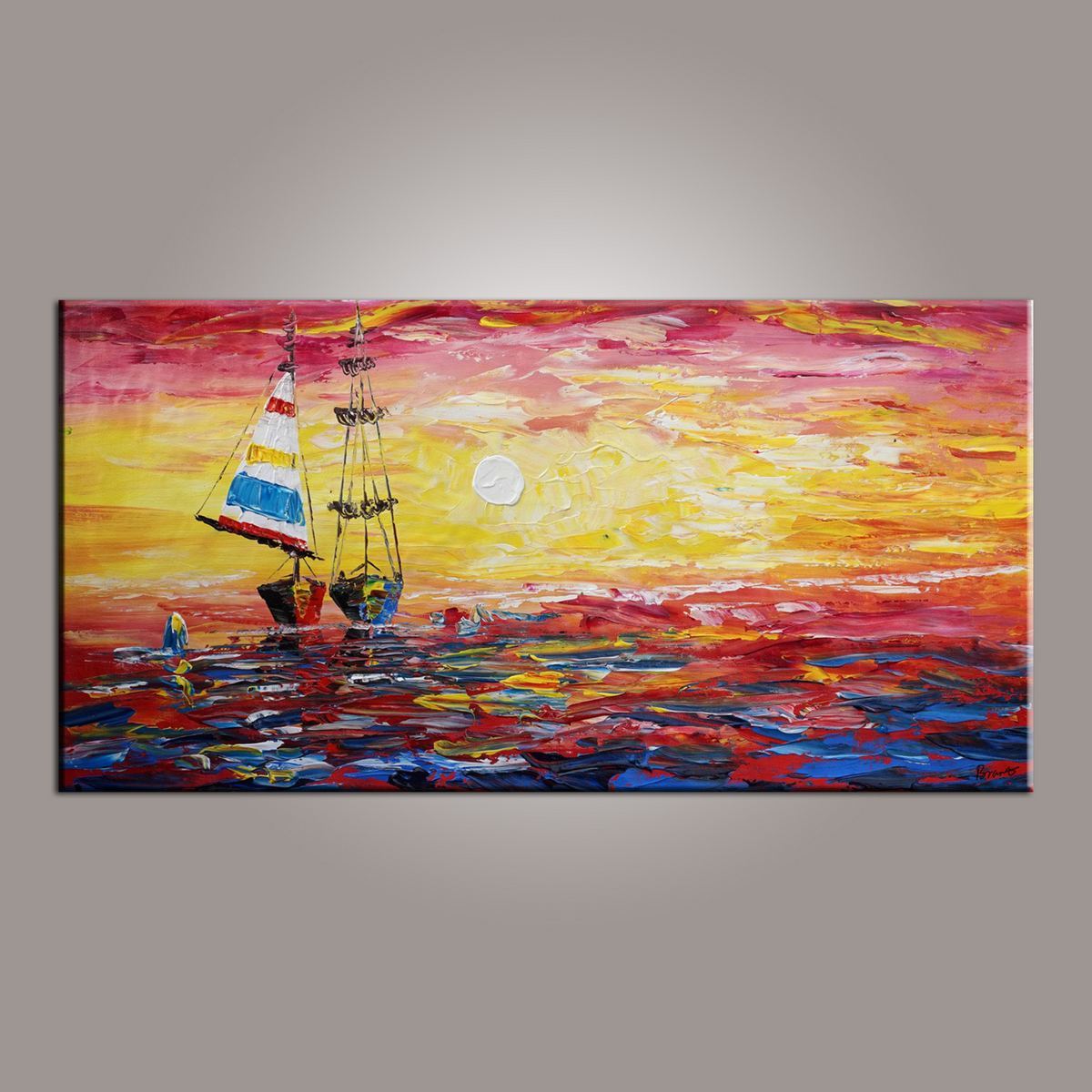 Dining Room Wall Art, Canvas Art, Art for Sale, Contemporary Art, Boat Painting, Modern Art, Art Painting, Abstract Art