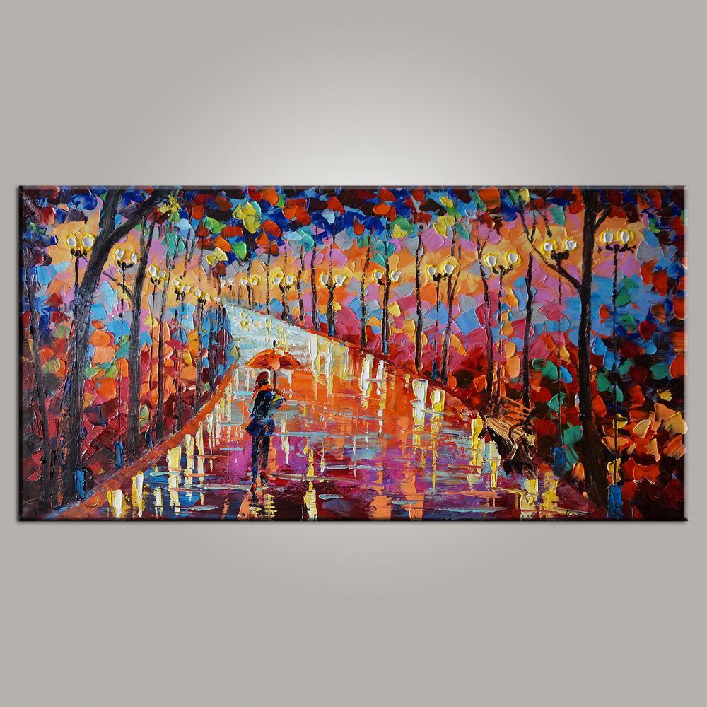 Living Room Wall Art, Canvas Art, Forest Park Painting, Modern Art, Painting for Sale, Contemporary Art, Abstract Art