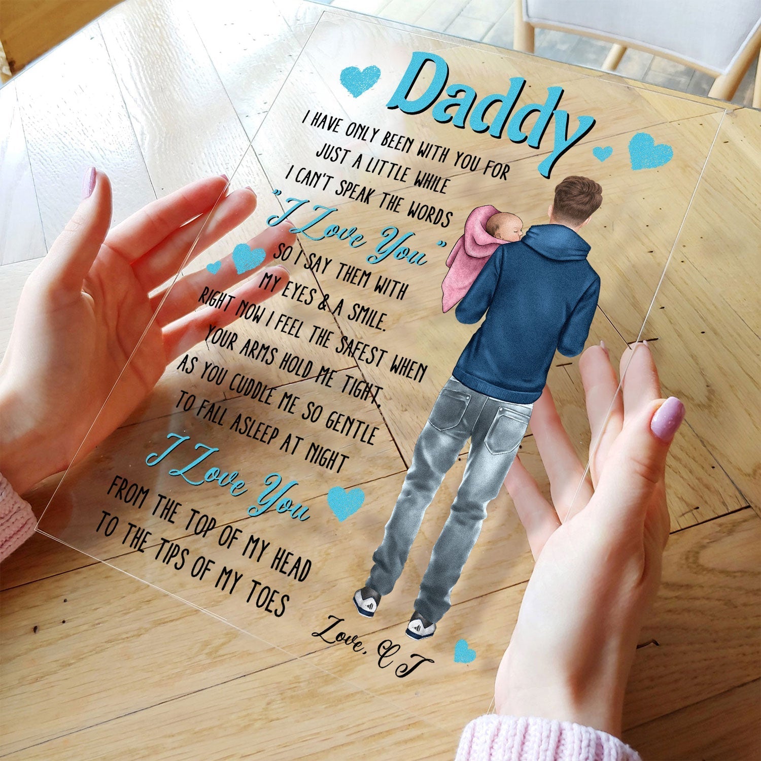 Daddy I Have Only Been With You For Just A Little White - Personalized Acrylic Plaque - Newborn baby, Father's Day, First Father's Day Gift For Father, Daddy, Dad, Grandpa