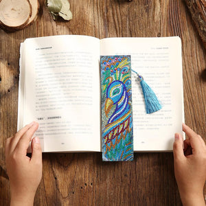 Diamond Painting Bookmark - Leather Tassel Elegant Peafowl ktclubs.com