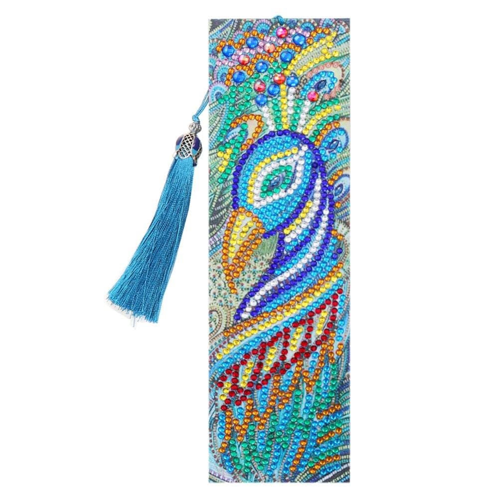 Diamond Painting Bookmark - Leather Tassel Elegant Peafowl ktclubs.com