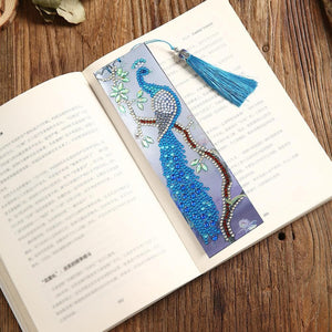 Diamond Painting Bookmark - Special Shaped Diamond - Leather Blue Peafowl ktclubs.com