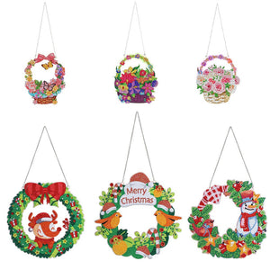 Diy Diamond Painting Christmas flowers wreath for window decoration diamond Mosaic wreath door hanging Christmas Home decor Gift ktclubs.com