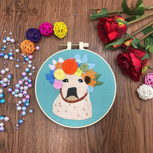 "Dog in a Garland" - Embroidery ktclubs.com