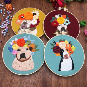 "Dog in a Garland" - Embroidery ktclubs.com