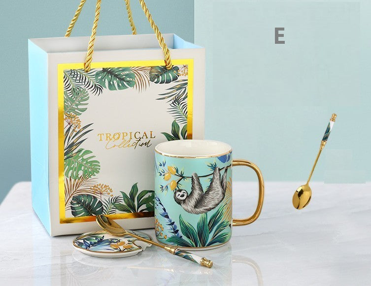 Creative Porcelain Cups, Large Ceramic Mugs for Office, Large Capacity Jungle Animal Porcelain Mugs, Unique Ceramic Mugs in Gift Box