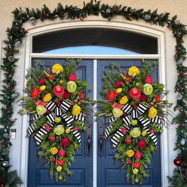 Faux Door Hanging Garland Front Door Hanging Decoration Autumn Colours Season Upside DownTree， wreath ktclubs.com