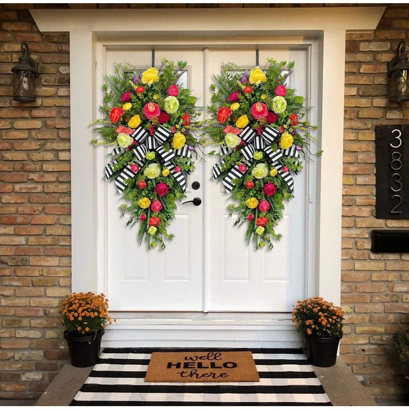 Faux Door Hanging Garland Front Door Hanging Decoration Autumn Colours Season Upside DownTree， wreath ktclubs.com