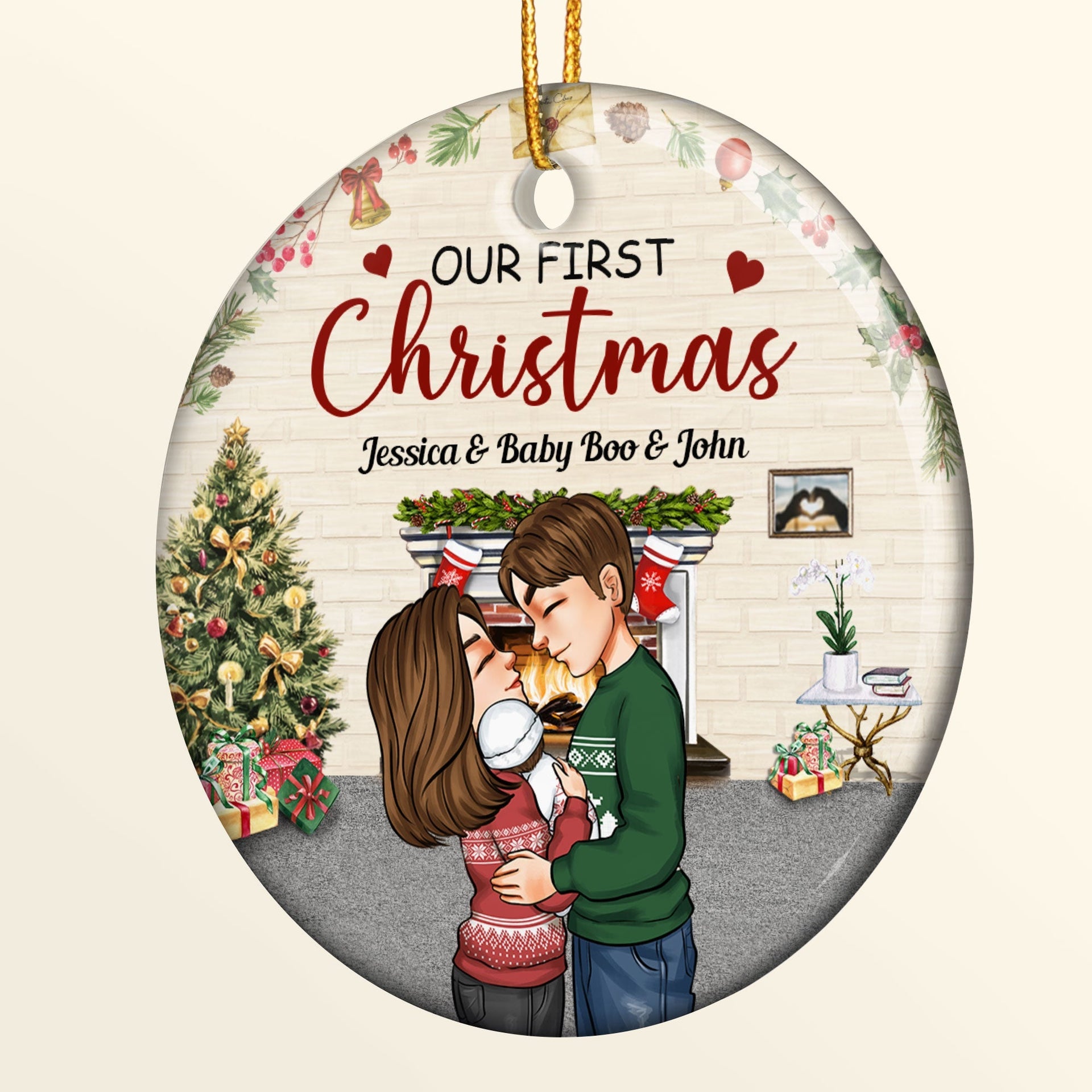 First Christmas - Personalized Ceramic Ornament - Christmas Gift For Spouse, Lover, Husband, Wife, Newly Wed, Newborn Baby