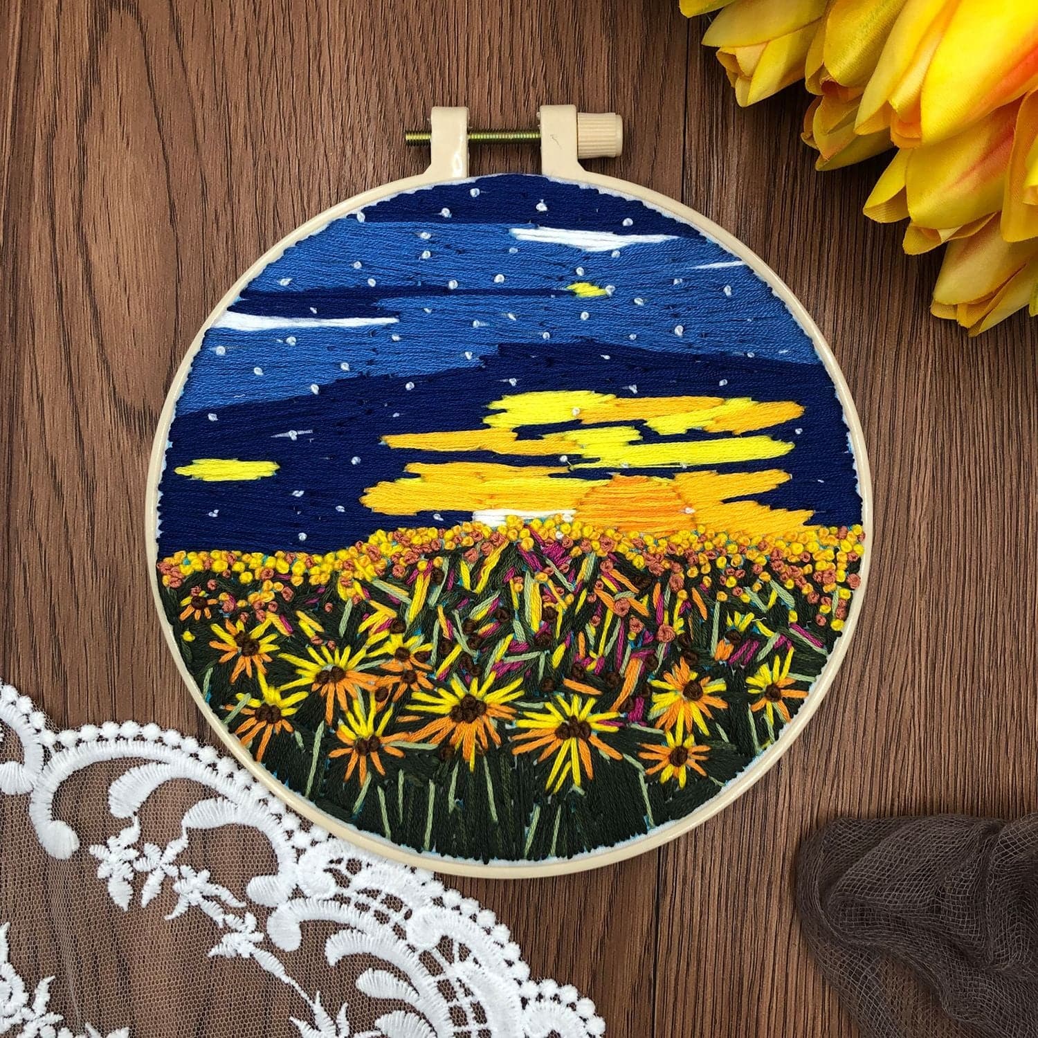 Flower Field-embroidery ktclubs.com