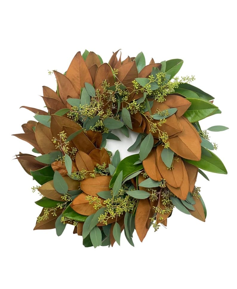 Fresh Magnolia and Seeded eucalyptus Wreath Advent Mixed Greens Decor Fall front door wreath decor autumn Hanukkah ktclubs.com