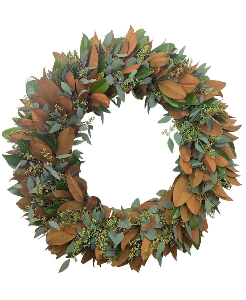 Fresh Magnolia and Seeded eucalyptus Wreath Advent Mixed Greens Decor Fall front door wreath decor autumn Hanukkah ktclubs.com