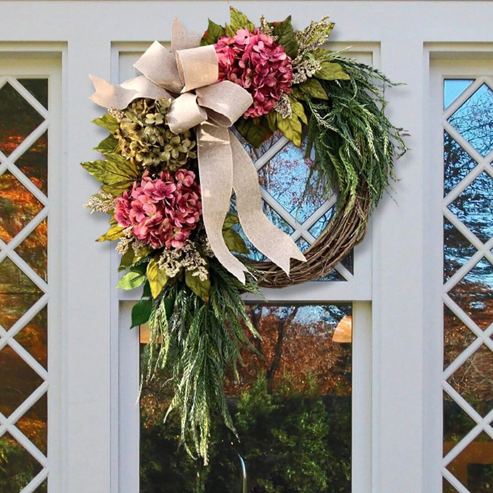 Garden farmhouse door hanging decoration rustic decorations home wall hanging simulation flower wreath door hanging ktclubs.com