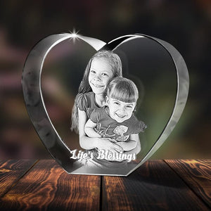 Heart Shaped 3D Crystal Engraved Photo | 3D Personalized & Custom Heart Crystal | LED Base optional | Mothers Day Gift | Love Keepsake ktclubs.com