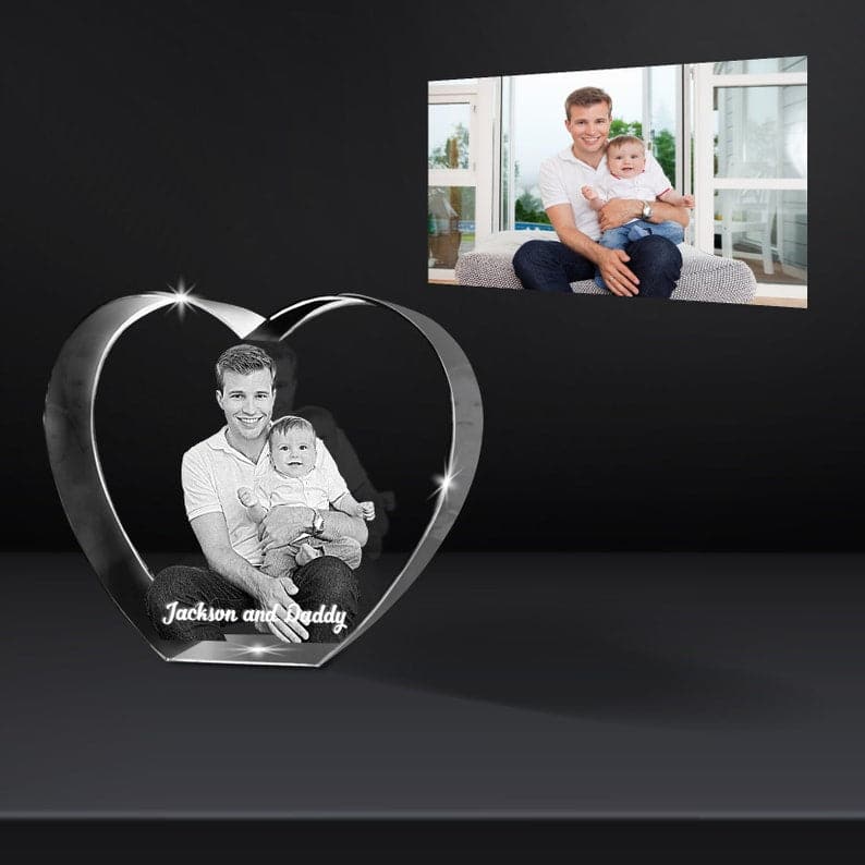 Heart Shaped 3D Crystal Engraved Photo | 3D Personalized & Custom Heart Crystal | LED Base optional | Mothers Day Gift | Love Keepsake ktclubs.com