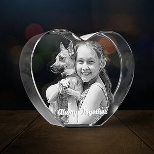 Heart Shaped 3D Crystal Engraved Photo | 3D Personalized & Custom Heart Crystal | LED Base optional | Mothers Day Gift | Love Keepsake ktclubs.com