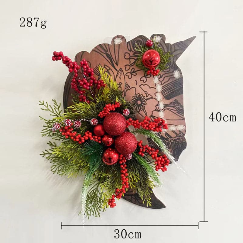 Horse Head Wreath Christmas Wreath Christmas Day Decoration Horse Head with Christmas Ball Wreath ktclubs.com