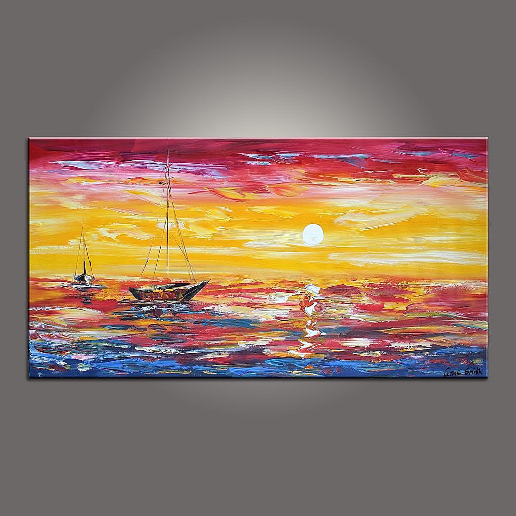 Contemporary Art, Boat Painting, Modern Art, Art Painting, Abstract Art, Abstract Art Painting, Living Room Wall Art, Canvas Art