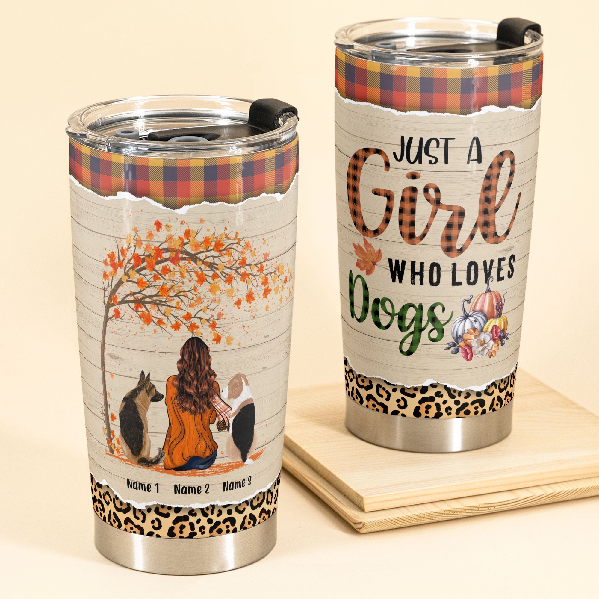 Just A Girl Who Loves Dogs - Personalized Tumbler Cup - Gift For Dog Lover - Fall Birthday