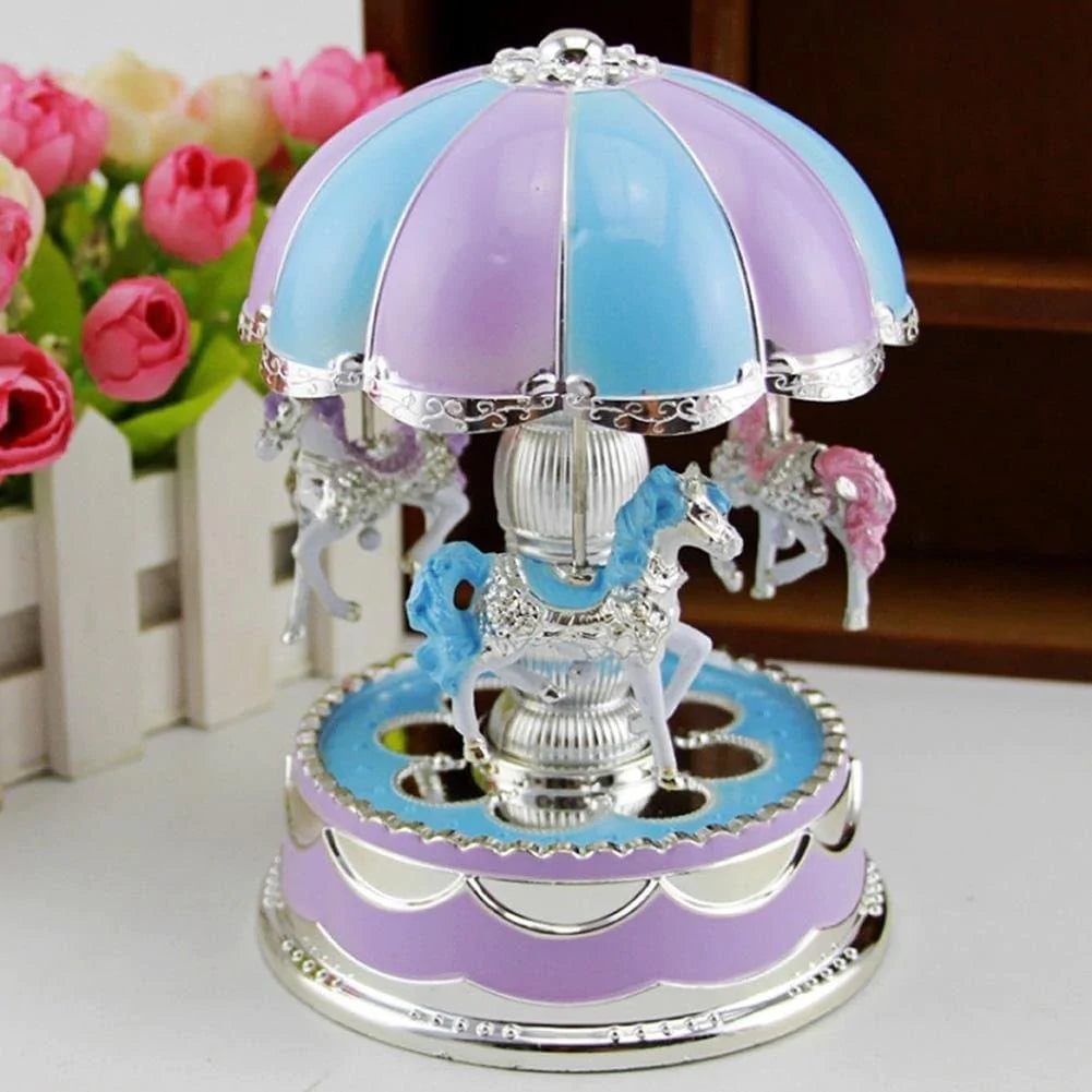 LED Light Merry-Go-Round Music Box Christmas Birthday Gift Toy Carousel ktclubs.com