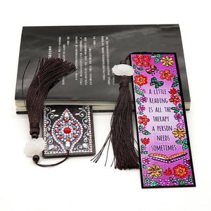 Leather Tassel Flowers Letter DIY Special Shaped Diamond Painting Bookmark ktclubs.com