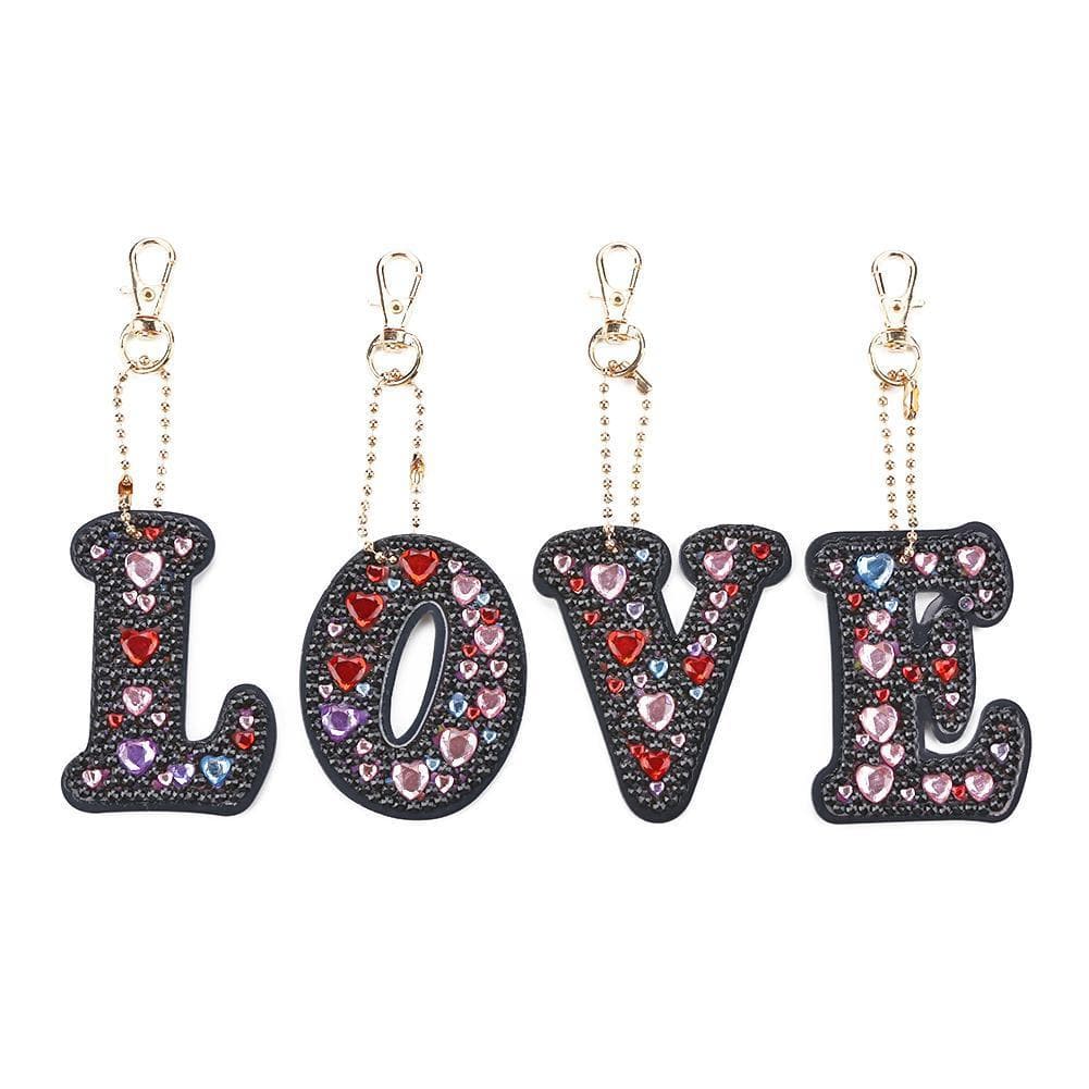 Love Letter 4pcs  DIY Full Drill Special Shaped Diamond  Keychain ktclubs.com