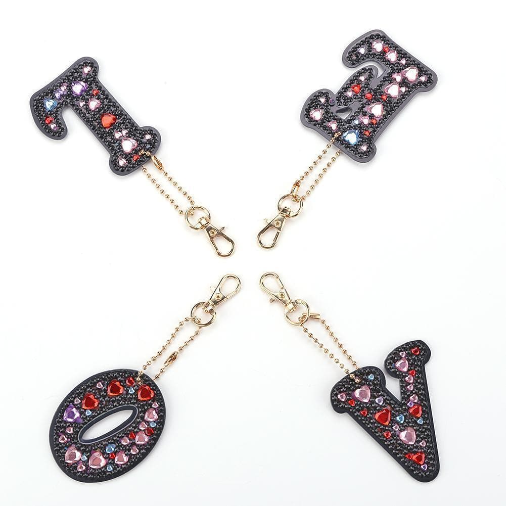 Love Letter 4pcs  DIY Full Drill Special Shaped Diamond  Keychain ktclubs.com