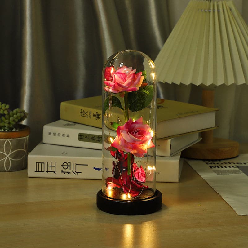 Luminous glass cover ornament creative roses birthday gift glass crafts ktclubs.com