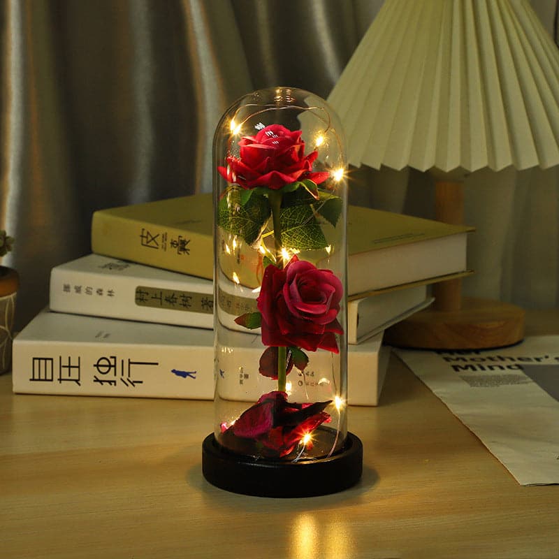 Luminous glass cover ornament creative roses birthday gift glass crafts ktclubs.com