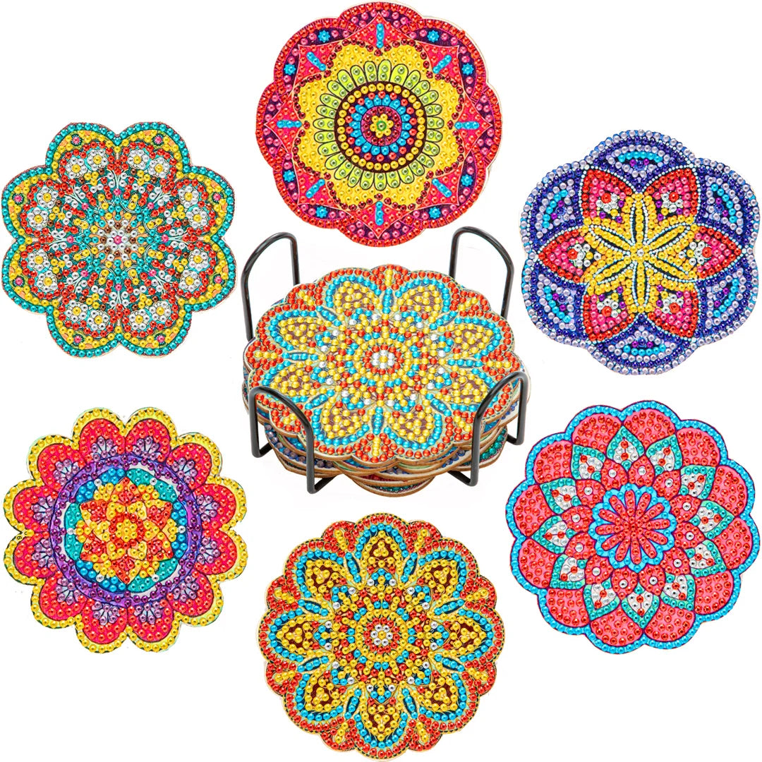 Mandala flower diamond painting coaster ktclubs.com