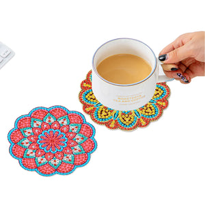 Mandala flower diamond painting coaster ktclubs.com