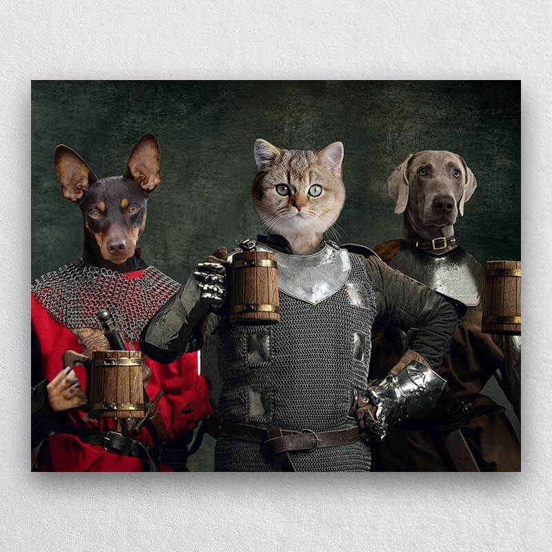 Medieval Warriors With Frothy Beer Portrait Of Animals ktclubs.com