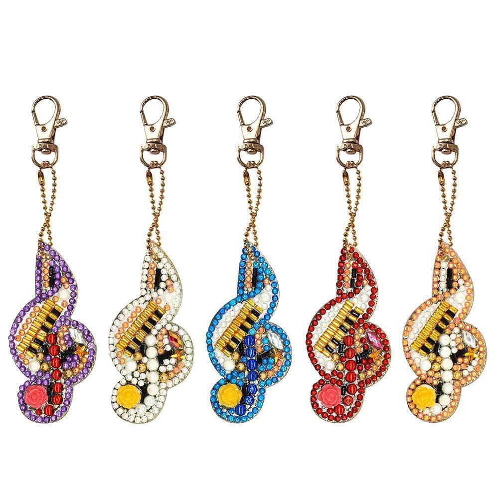 Musical Notes 5pcs DIY Full Drill Diamond  Special-shaped Keychain ktclubs.com