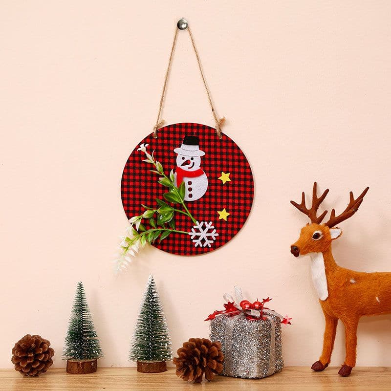 New Christmas Decorations Wreath Wooden Board Hanging Decal Wooden Door Sign Door Hanging Christmas Hanging Wreath ktclubs.com