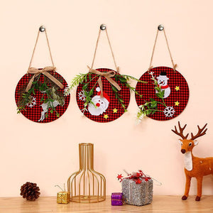 New Christmas Decorations Wreath Wooden Board Hanging Decal Wooden Door Sign Door Hanging Christmas Hanging Wreath ktclubs.com