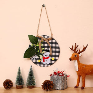 New Christmas Decorations Wreath Wooden Board Hanging Decal Wooden Door Sign Door Hanging Christmas Hanging Wreath ktclubs.com