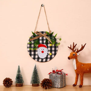 New Christmas Decorations Wreath Wooden Board Hanging Decal Wooden Door Sign Door Hanging Christmas Hanging Wreath ktclubs.com