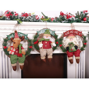 New Christmas decorations garland Santa Claus doll simulation rattan ring shop door hanging Christmas pendant ktclubs.com