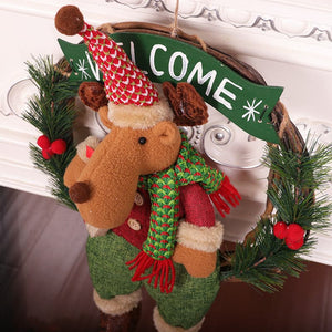 New Christmas decorations garland Santa Claus doll simulation rattan ring shop door hanging Christmas pendant ktclubs.com