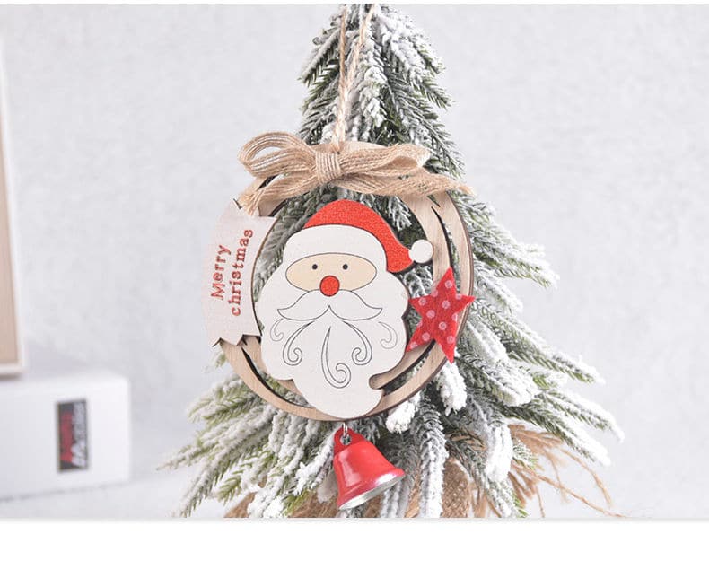 New Christmas decorations wooden Christmas wreath hanging Christmas tree bells decoration wooden letter charm ktclubs.com