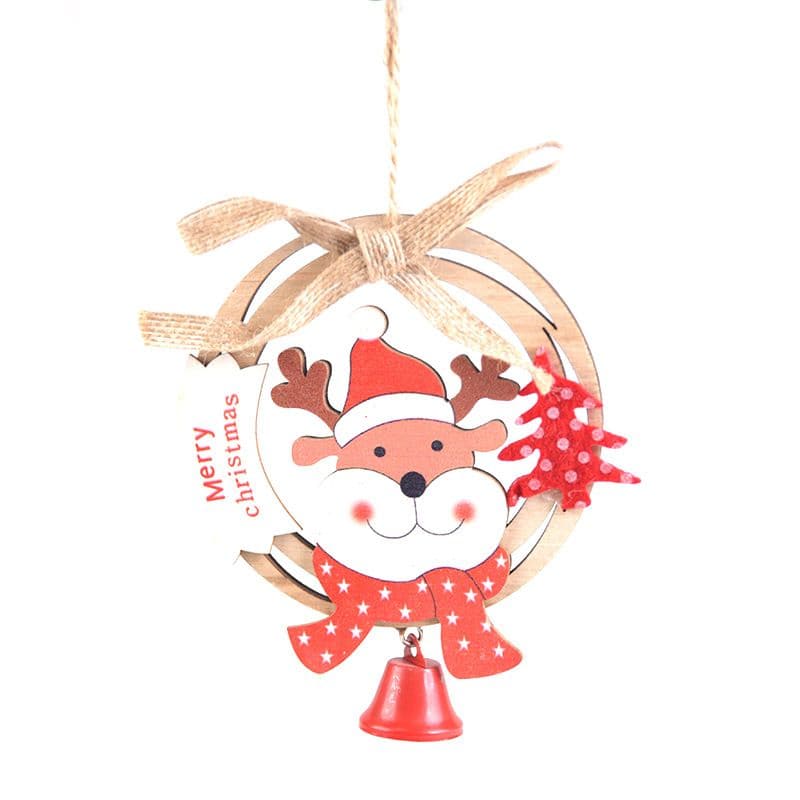 New Christmas decorations wooden Christmas wreath hanging Christmas tree bells decoration wooden letter charm ktclubs.com