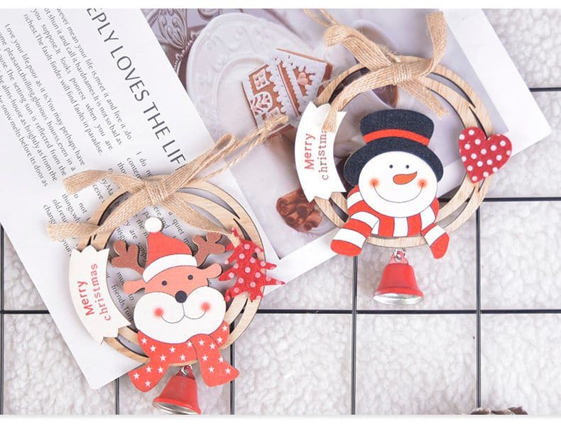 New Christmas decorations wooden Christmas wreath hanging Christmas tree bells decoration wooden letter charm ktclubs.com