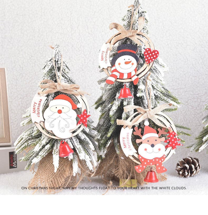 New Christmas decorations wooden Christmas wreath hanging Christmas tree bells decoration wooden letter charm ktclubs.com